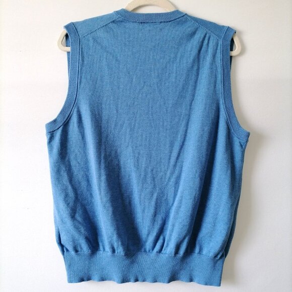 Brooks Brothers Supima Cotton Men's Blue V Neck Sleeveless Sweater Vest Size M - Picture 4 of 7